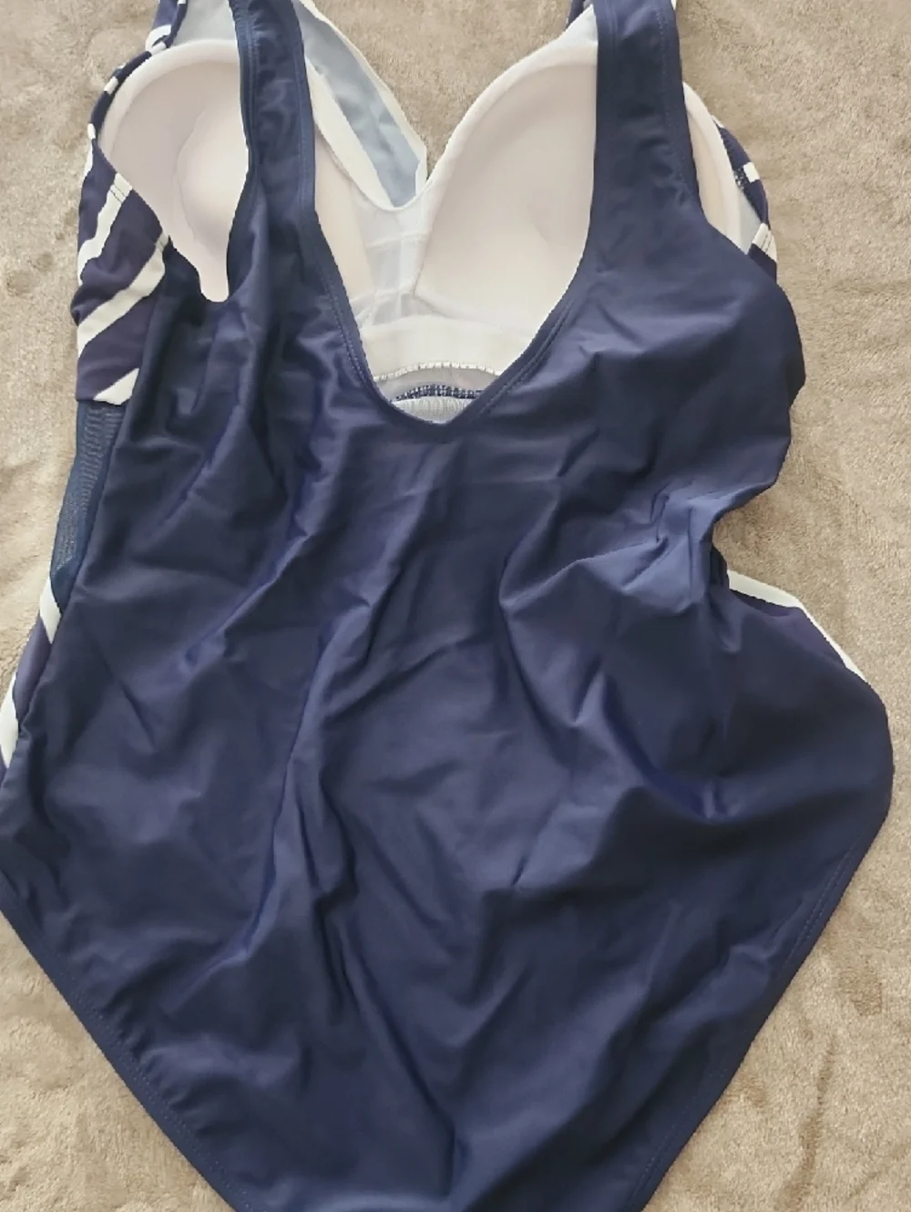 Navy & White Striped Women's One-Piece Swimsuit - Picture 2 of 2